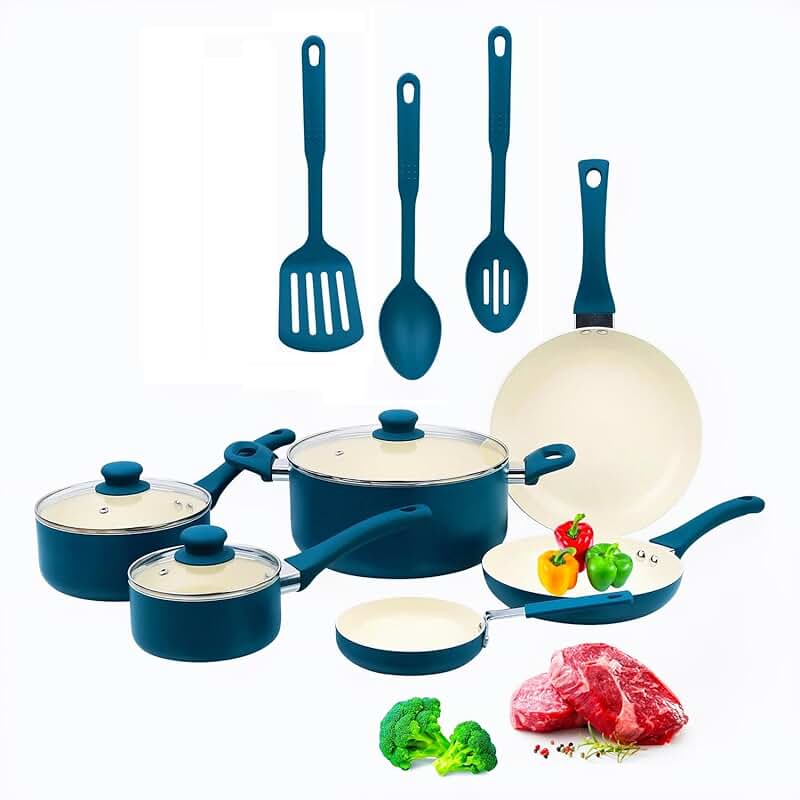 12-Piece Nonstick Ceramic Cookware Set with Utensils