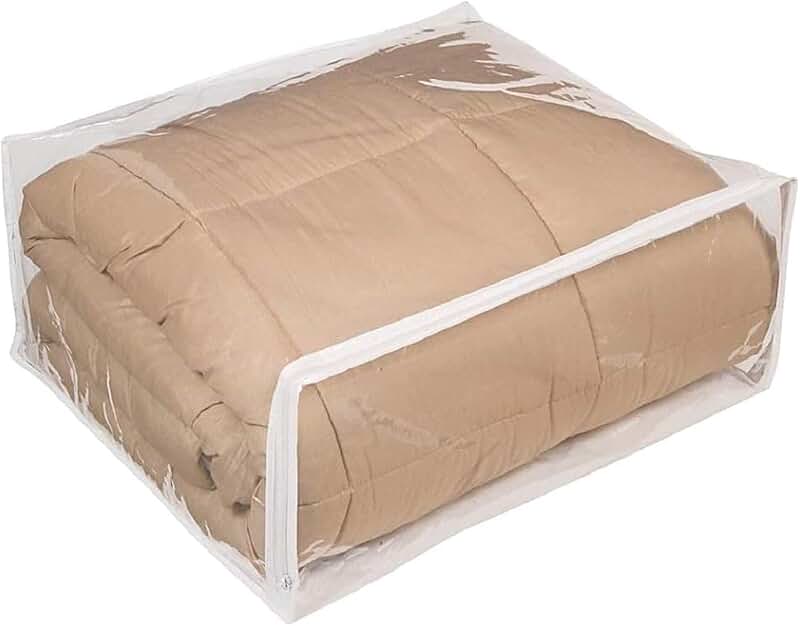 Set of 5 Clear Vinyl Zippered Storage Bags, 24x20x11