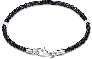 Black and Red Braided Leather Bracelet for Women and Men