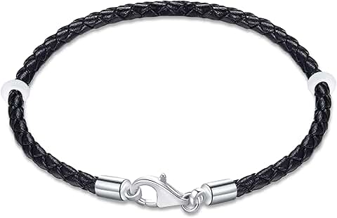 Black and Red Braided Leather Bracelet for Women and Men