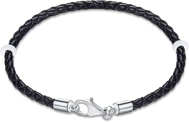 Black and Red Braided Leather Bracelet for Women and Men