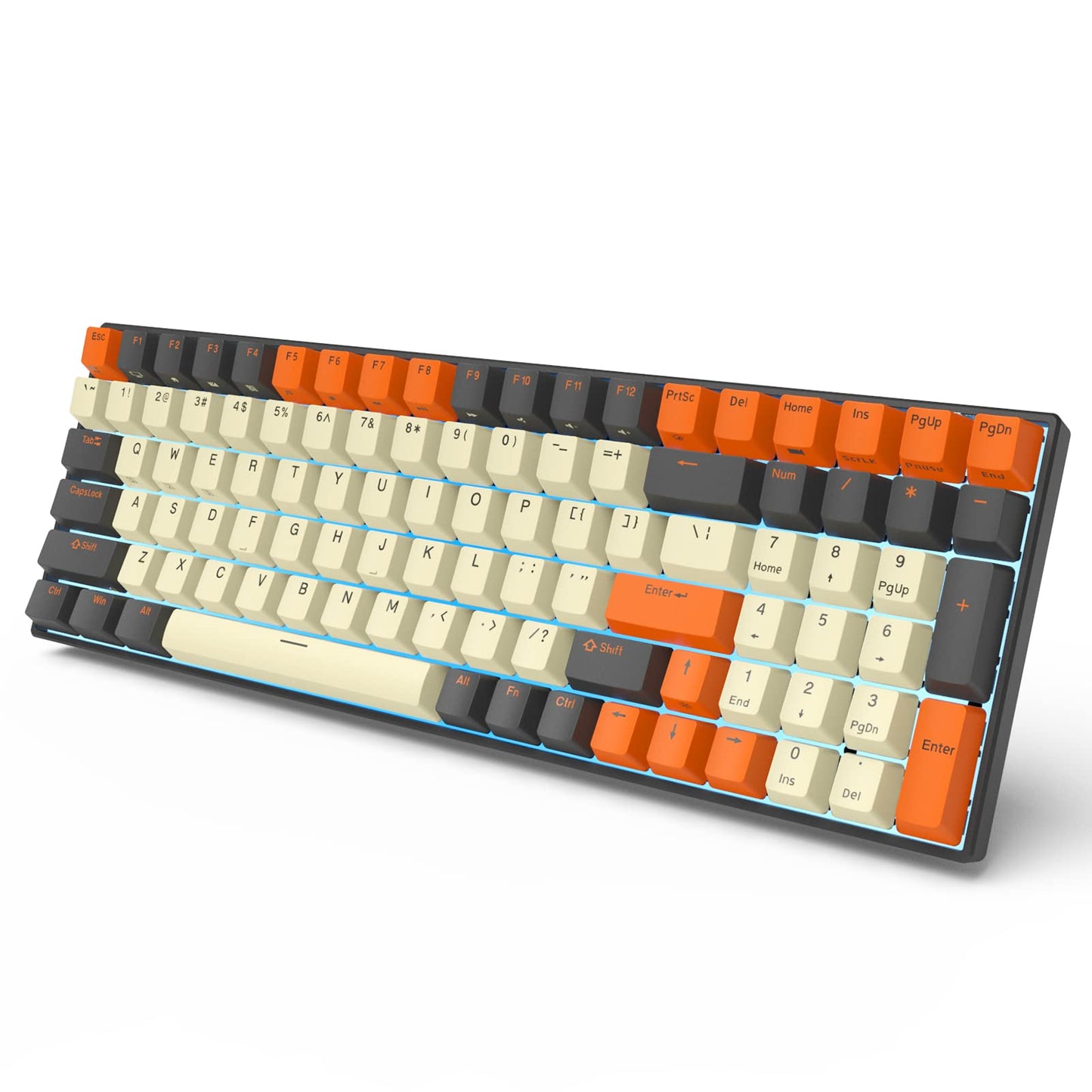 RK100 Wireless Mechanical Keyboard, Bluetooth5.1/2.4G/Wired 96% Full Size 100-Key Hot Swappable Gaming Keyboard with 3 USB Ports, Red Switch for Mac Windows, Carbon