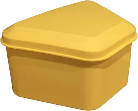 Yellow denture soaking container for upper and lower dentures