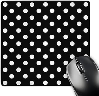 Black and White Polka Dot Mouse Pad, 8x8 inches