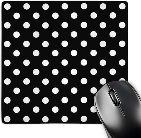 Black and White Polka Dot Mouse Pad, 8x8 inches