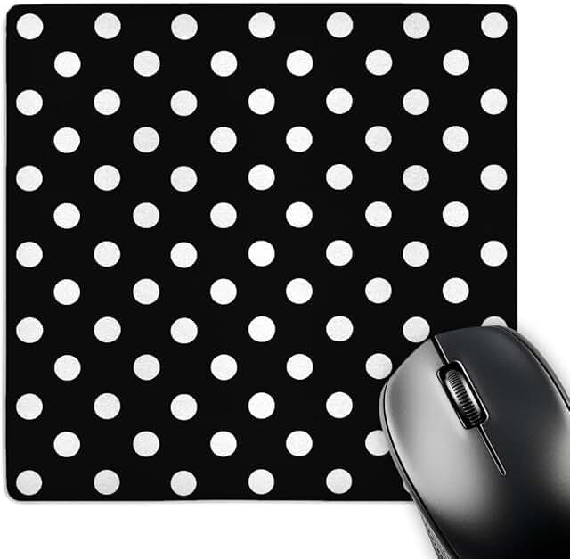 Black and White Polka Dot Mouse Pad, 8x8 inches