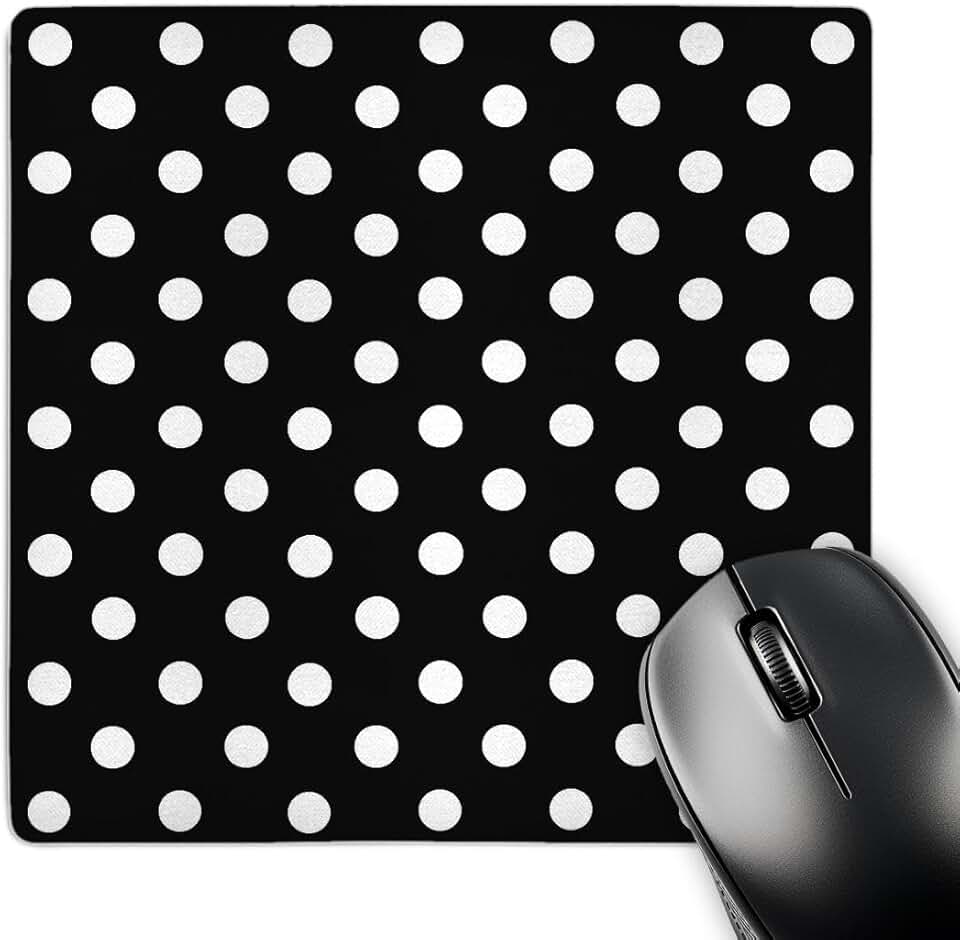 Black and White Polka Dot Mouse Pad, 8x8 inches