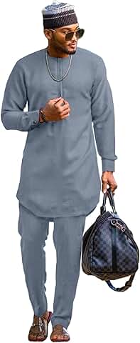 Men's Casual 2-Piece Long Sleeve Dashiki Suit