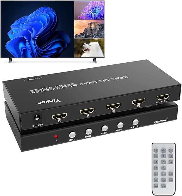 4x1 HDMI Multiviewer Switch with Remote