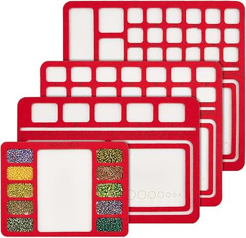 Red Felt Beading Mat with Hard Tray and Grids