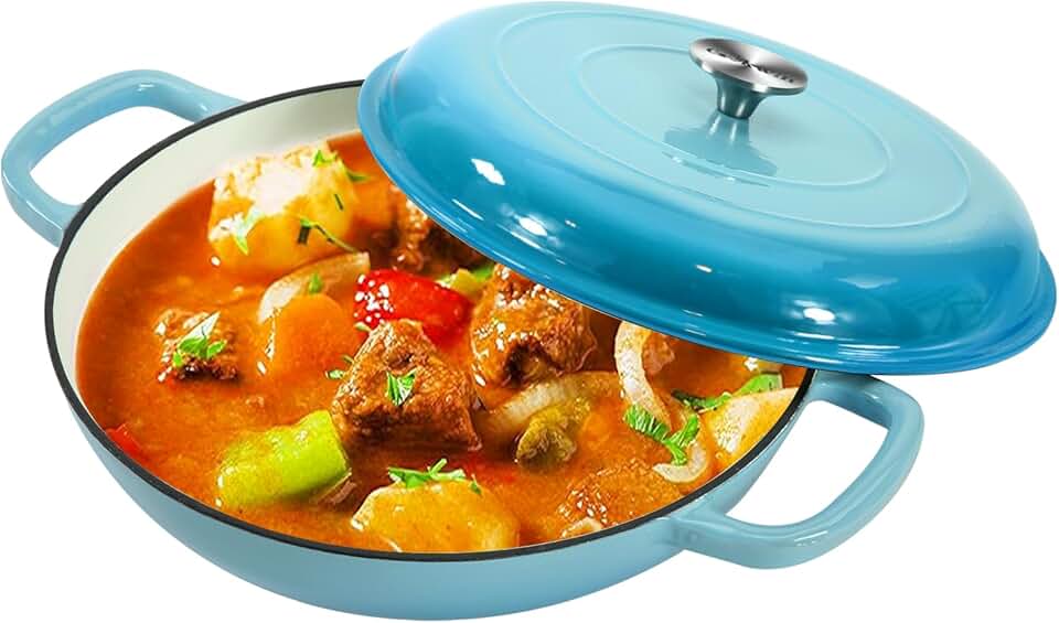 Heavy Duty Cast Iron Casserole with Lid, 3.8 Quart