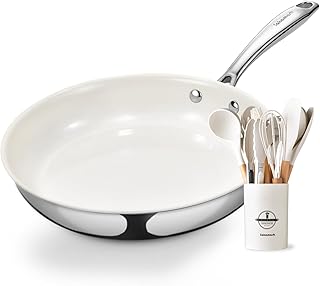 Enjoy Cooking with Stainless Steel Pan and Silicone Utensil Set