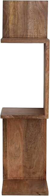 Rustic Mango Wood Wall Shelf with Zigzag Design