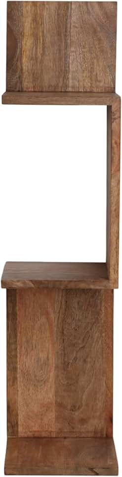 Rustic Mango Wood Wall Shelf with Zigzag Design