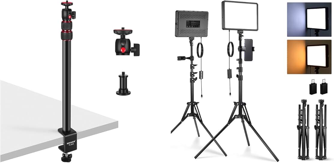 2 Pack LED Video Light Panels with Mounts