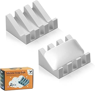 Self Draining Silicone Soap Dish for Bathroom and Kitchen