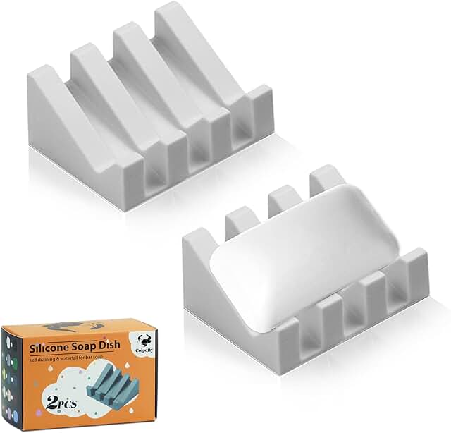 Self Draining Silicone Soap Dish for Bathroom and Kitchen