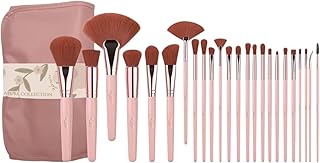 24-Piece Nude Makeup Brush Set with Travel Pouch