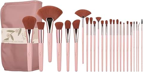 24-Piece Nude Makeup Brush Set with Travel Pouch
