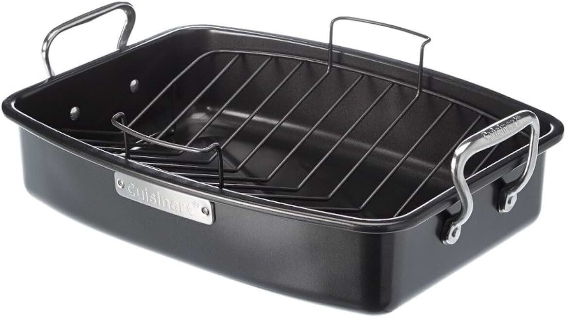 17x13-inch ovenware roaster with removable rack