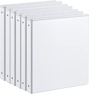 1-Inch 3-Ring Binder with 2 Pockets, 6 Pack