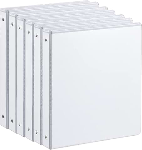 1-Inch 3-Ring Binder with 2 Pockets, 6 Pack