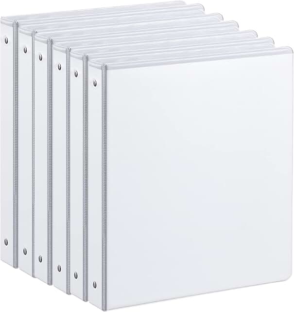 1-Inch 3-Ring Binder with 2 Pockets, 6 Pack