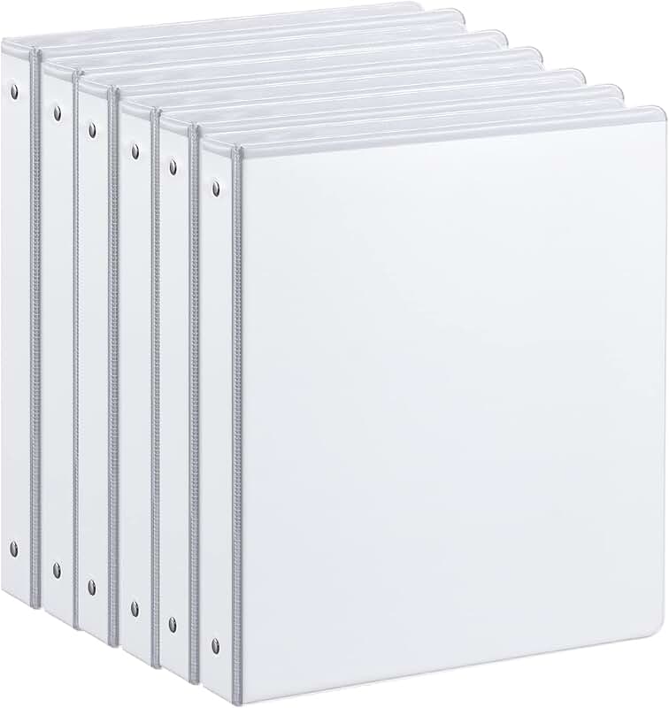 1-Inch 3-Ring Binder with 2 Pockets, 6 Pack