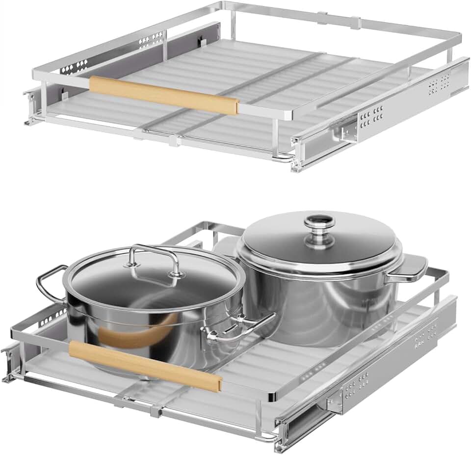 Pull Out Expandable Pantry and Cabinet Shelves, 2 Pack