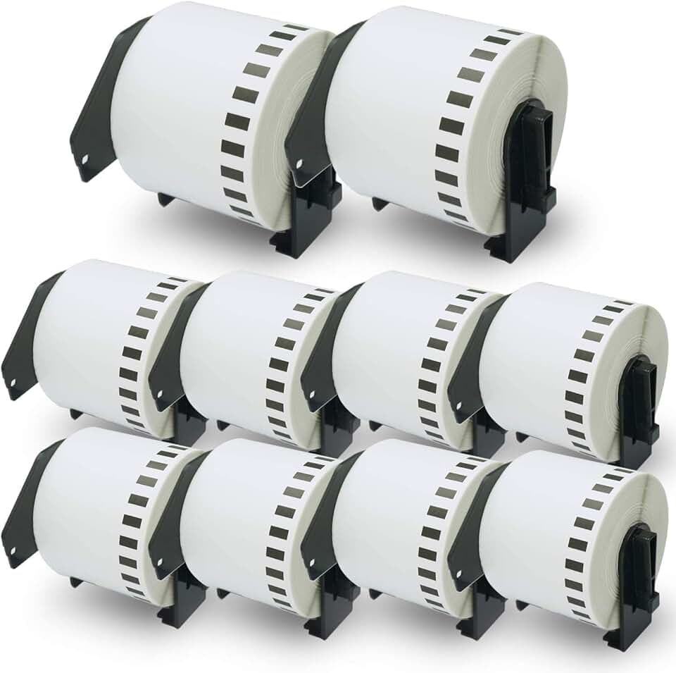 Continuous Label Rolls for Brother QL Printers, 10 Rolls