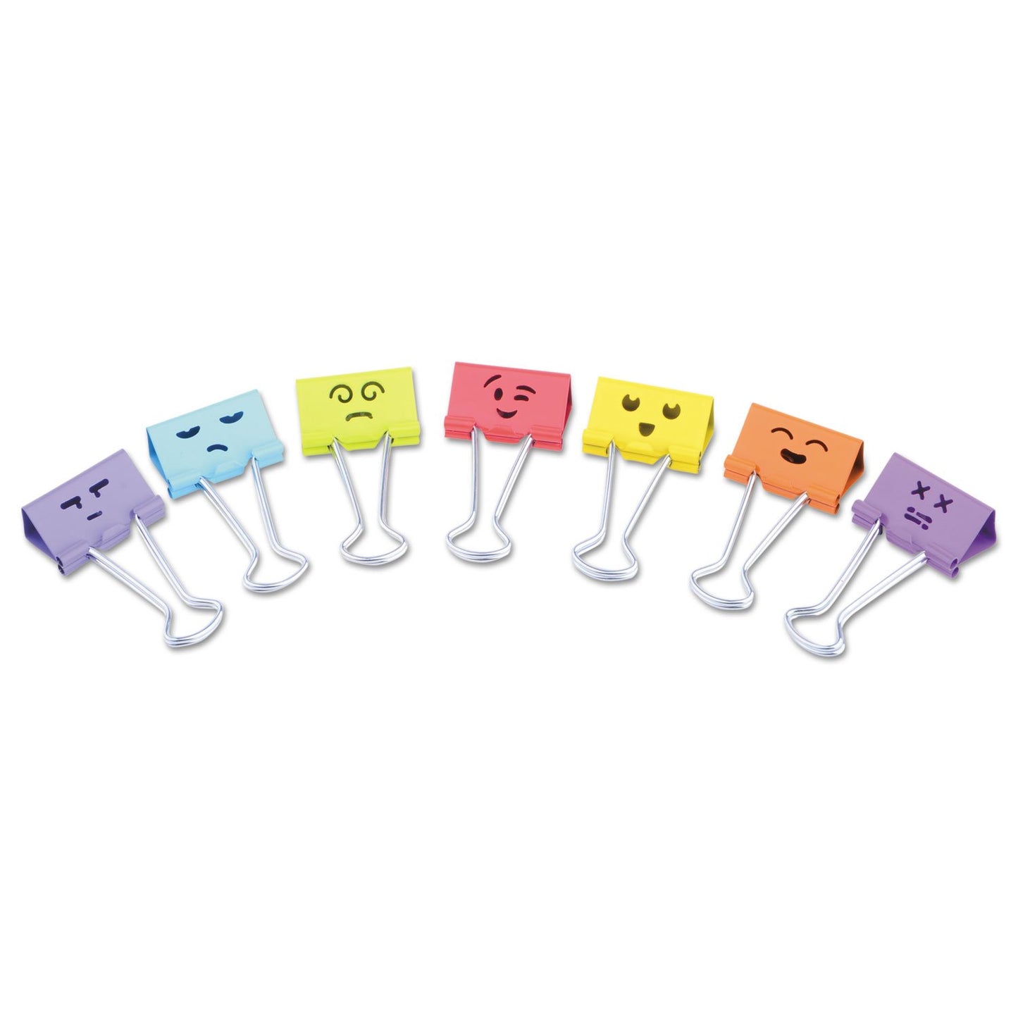 Medium Emoji-Themed Binder Clips with Storage Tub, 42 Pack