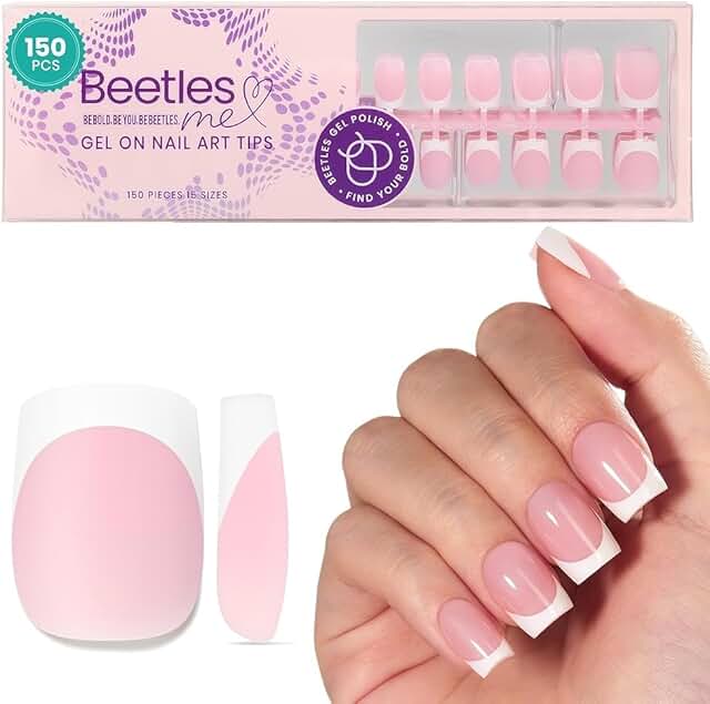 Pink Short Square Press-On Nails with Gel Tips and Remover Set
