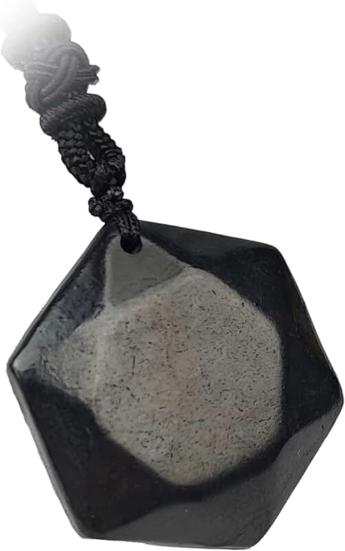 Black Shungite Crystal Pendant Necklace