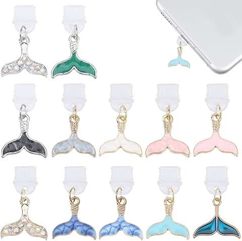12 Pcs Silicone Fishtail Dust Plugs for Phone Ports