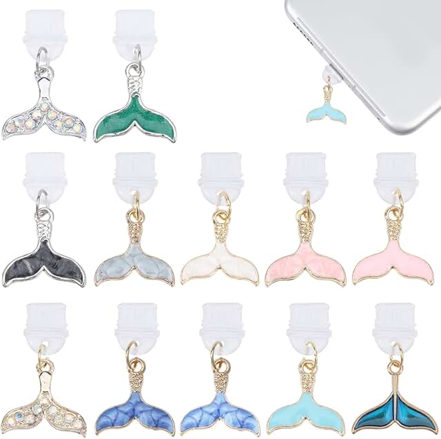 12 Pcs Silicone Fishtail Dust Plugs for Phone Ports