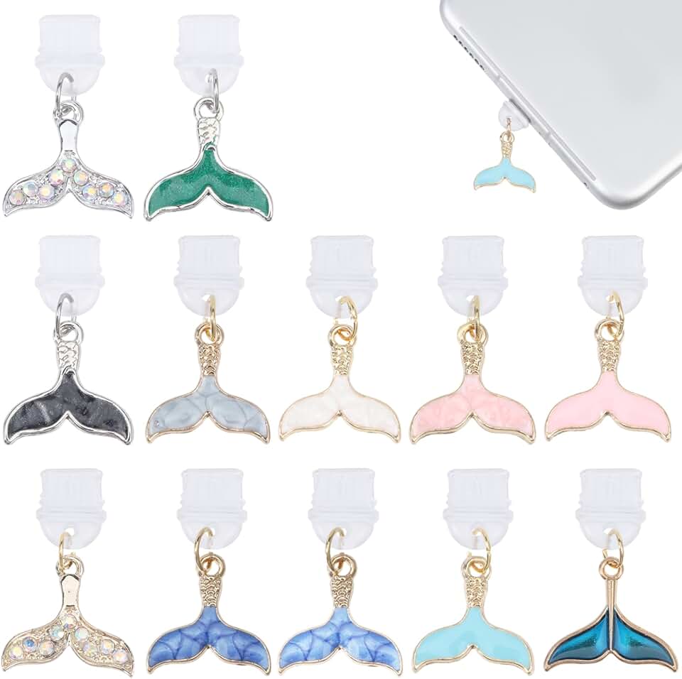 12 Pcs Silicone Fishtail Dust Plugs for Phone Ports