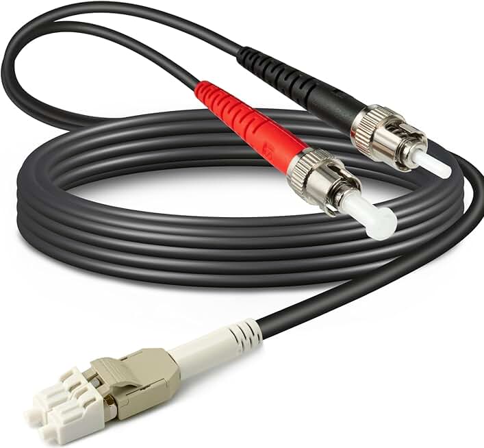 30ft Outdoor Armored OM1 LC to ST Fiber Cable