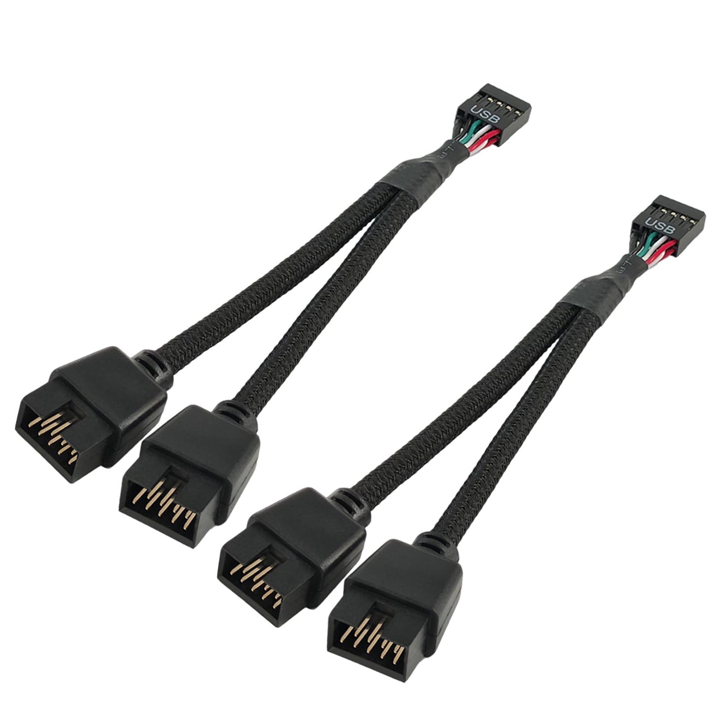 USB Header Splitter, 2 Pack, USB 2.0 to Dual 9 Pin Extension