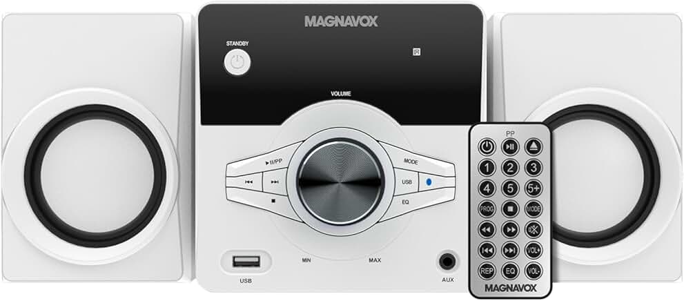 3-Piece Top Loading CD Shelf System with Radio, Bluetooth, Remote