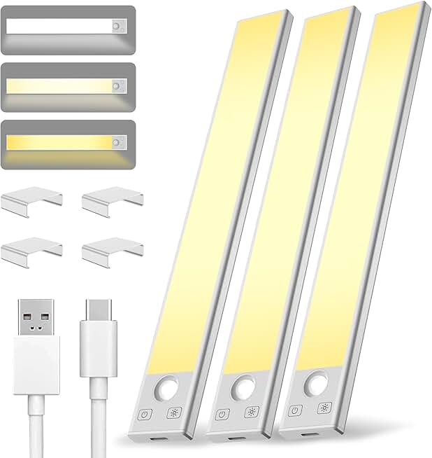 Rechargeable 8-inch Motion Sensor Under Cabinet Lights (3 Pack)