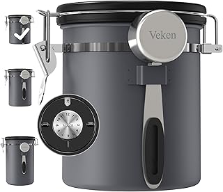Airtight 16oz Stainless Steel Coffee Canister with Date Tracker