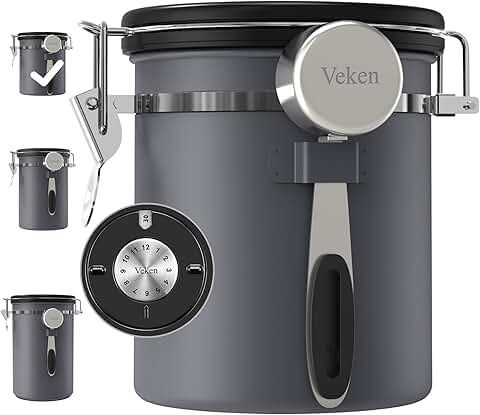 Airtight 16oz Stainless Steel Coffee Canister with Date Tracker