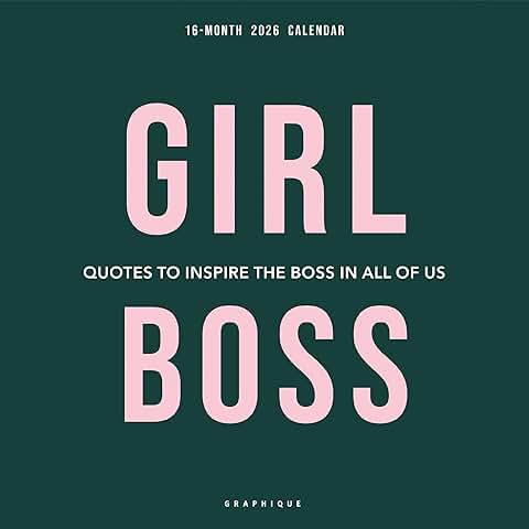 Girl Boss Wall Calendar for 2026 with Large Monthly Grid