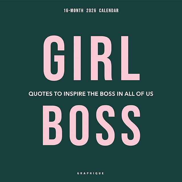 Girl Boss Wall Calendar for 2026 with Large Monthly Grid