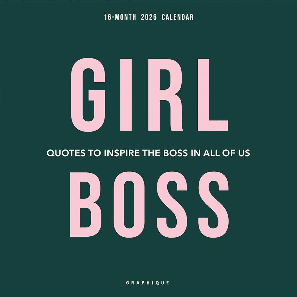 Girl Boss Wall Calendar for 2026 with Large Monthly Grid