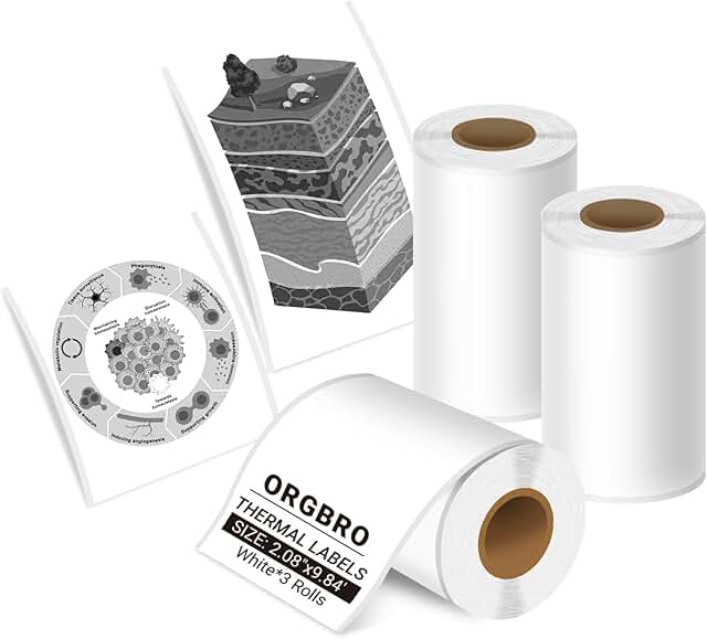 White self-adhesive thermal paper, 57mm x 3m, 3 rolls