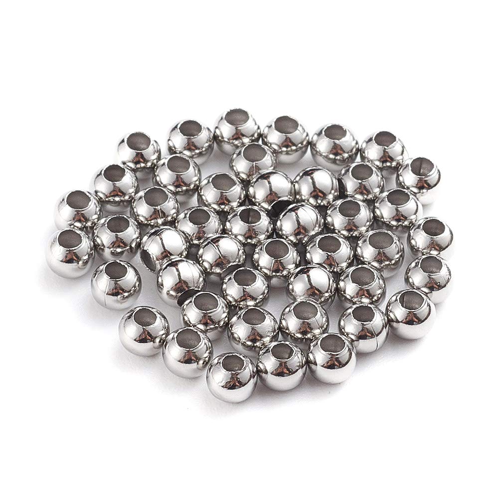Small 3mm Stainless Steel Round Bead Spacers for Jewelry Making