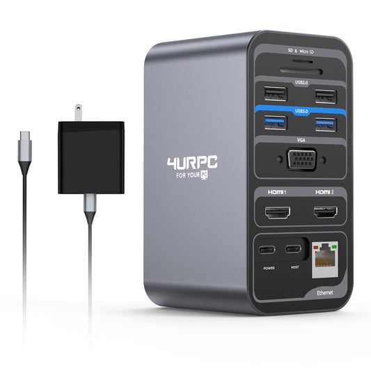 15-in-1 USB C Docking Station for Laptops with Dual Monitors