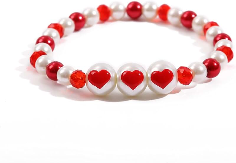 Heart Beaded Stretch Bracelet for Women