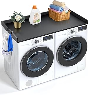 Wooden Laundry Countertop with Hooks and Non-Slip Pads